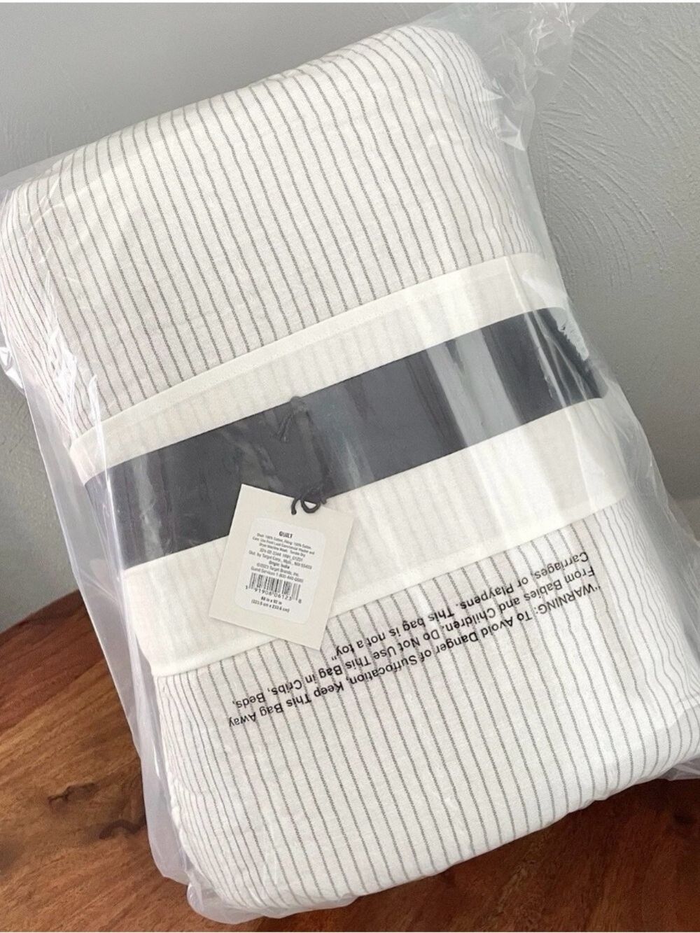 Hearth & Hand With Magnolia Stripe Quilt FULL QUEEN Railroad Gray 88 x 92 Cotton - Picture 4 of 9